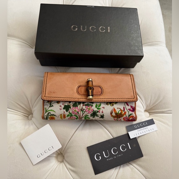 Gucci Blooms Floral Long Leather Bamboo Bifold Wallet - Picture 2 of 15
